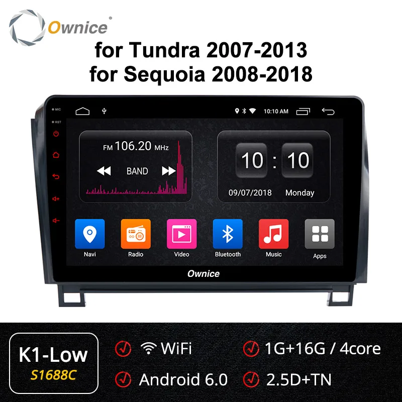 Ownice Android 9,0 8 ядерный автомобильный DVD gps k3 k5 k6 для Toyota Tundra 2007-2013 Sequoia 2008- радио 4G DSP 360 панорама оптическая - Цвет: S1688 K1-Low