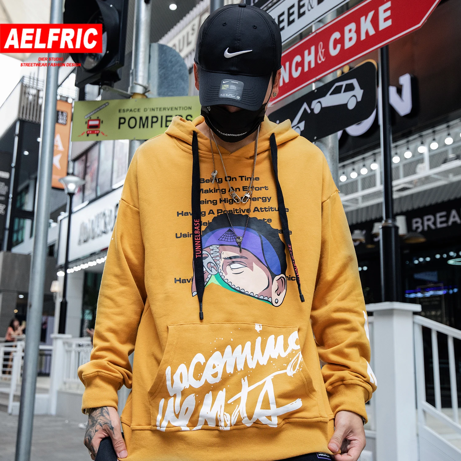 AELFRIC с напечатанной надписью в стиле хип-хоп мужские толстовки осенние Harajuku модные толстовки с капюшоном Мужские повседневные хлопковые пуловеры уличная одежда
