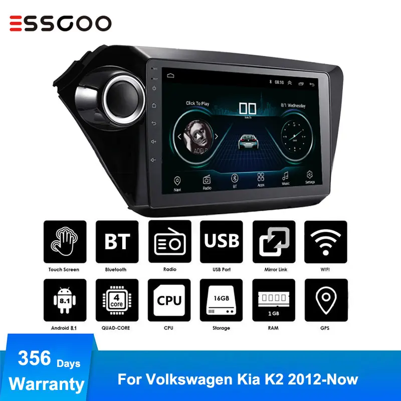 

Essgoo 2 Din Android 8.1 Car Radio Central Multimidia Video Player Auto Stereo GPS Navigation Autoaudio 2din WIFI For VW Kia K2