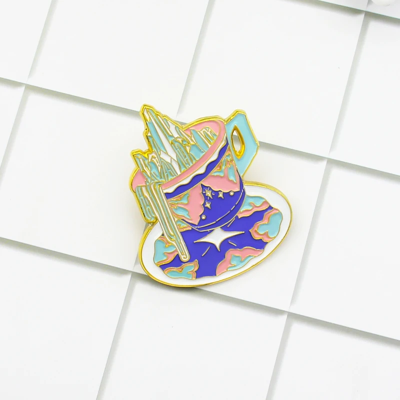Fashion Creative Tea Cup Enamel Pin Iceberg Lapel Brooch Badge In