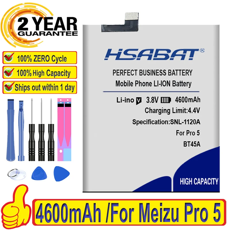 HSABAT Топ бренд 100% новый 4600mAh BT45A BT 45A Аккумулятор для Meizu Pro 5 в пределах номера