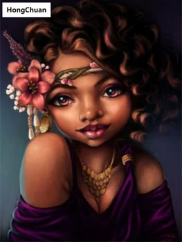 

African girl 5D DIY full diamond round/square cartoon diamond embroidery mosaic cross stitch diamond painting mural decoration