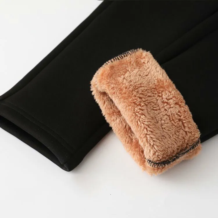 Black Thicken 1 6XL Брюки женские плюс бархатные плотные однотонные повседневные зимние Стрейчевые узкие брюки женские теплые корейские универсальные брюки Pantalon Femme - Цвет: Black Thicken 1