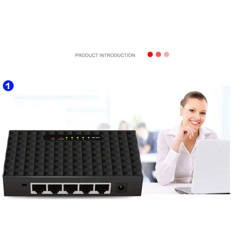 Diewu 5 портов гигабитный коммутатор для интернет-сети 10/100/1000Mpbs Рабочий стол концентратора Lan переходник металлический корпус(вилка США