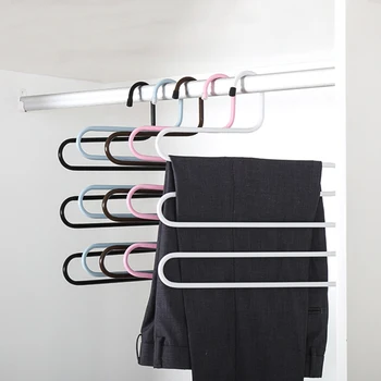 

S Shaped Clothes Trousers Hangers MultiFunction Pant Storage Cloth Rack Hanging Shelf Non-slip Clothing Organizer Storage Rack