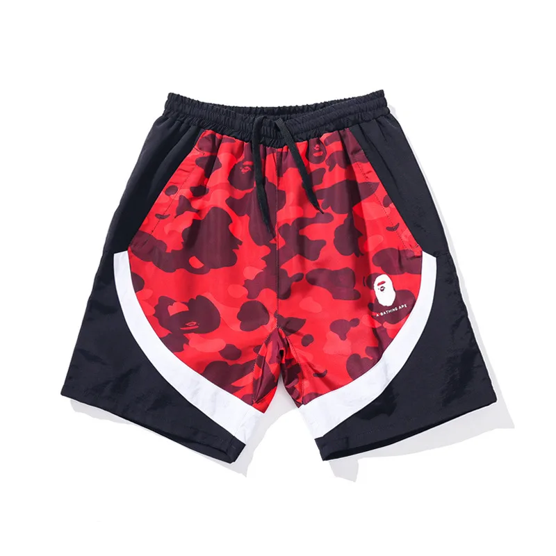 

2019 Men's Large-Sized Shorts in Colorful Camo Adolescent Recreational Zip Shorts kanye west Christmas hip hop shorts