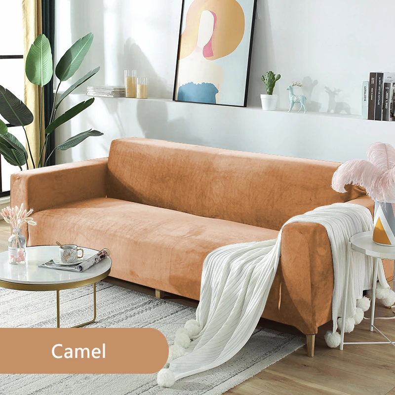 Camel colored velvet sofa Clearance