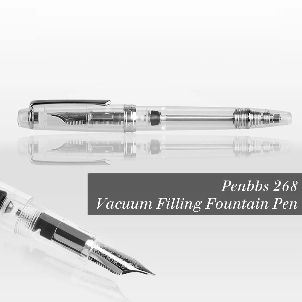 

Penbbs268 Fountain Pen Transparent F0.5mm Nib Vacuum Filling Smooth ink pens office Student Gift Set Writing Office Stationery