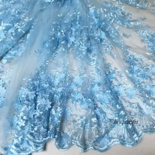 Серебристо-серый белый светло-голубой высокого класса Кружева Вышивка трехмерная вышивка ткани высокого класса свадебные платья