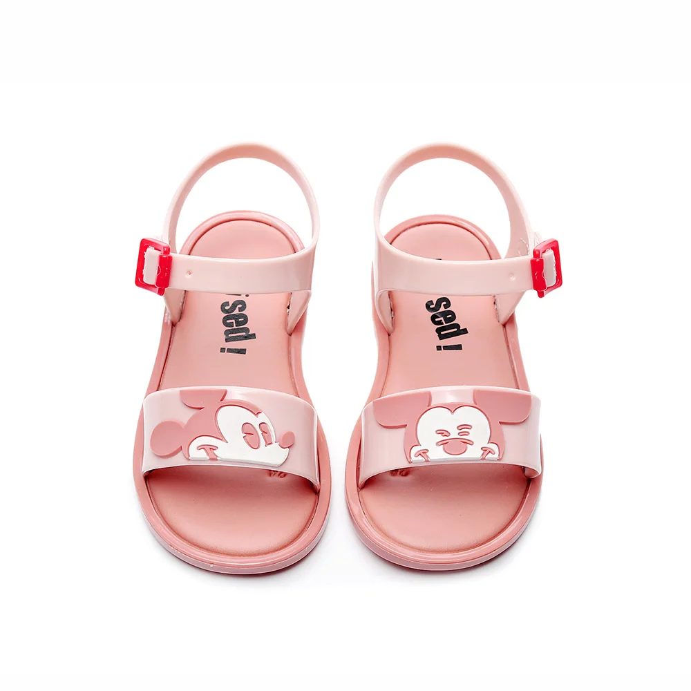 Mini Melissa/Новинка года; прозрачная обувь с изображением Микки Мауса; детские сандалии с изображением головы Микки; обувь для девочек; сандалии с Минни; обувь melissa - Цвет: Pink