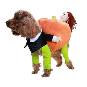 

Funny Cute Dog Clothes Pet Role Playing Costume Pumpkin Dog And Cat Halloween Christmas Costume Suit New Arrival #E