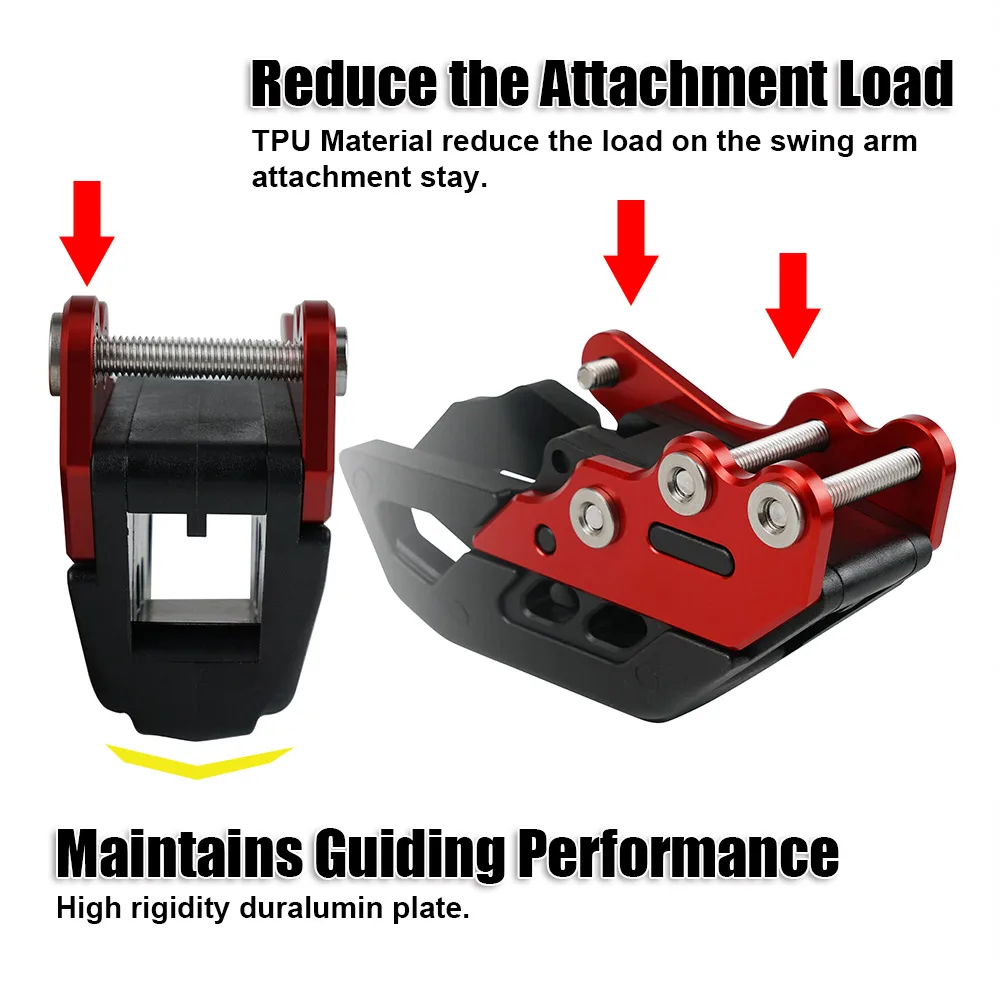 TPU Duralumin Motorcycle Chain guide Black Red Replacement For Honda CRF 250R 250RX 250X 450X 450L 450RX