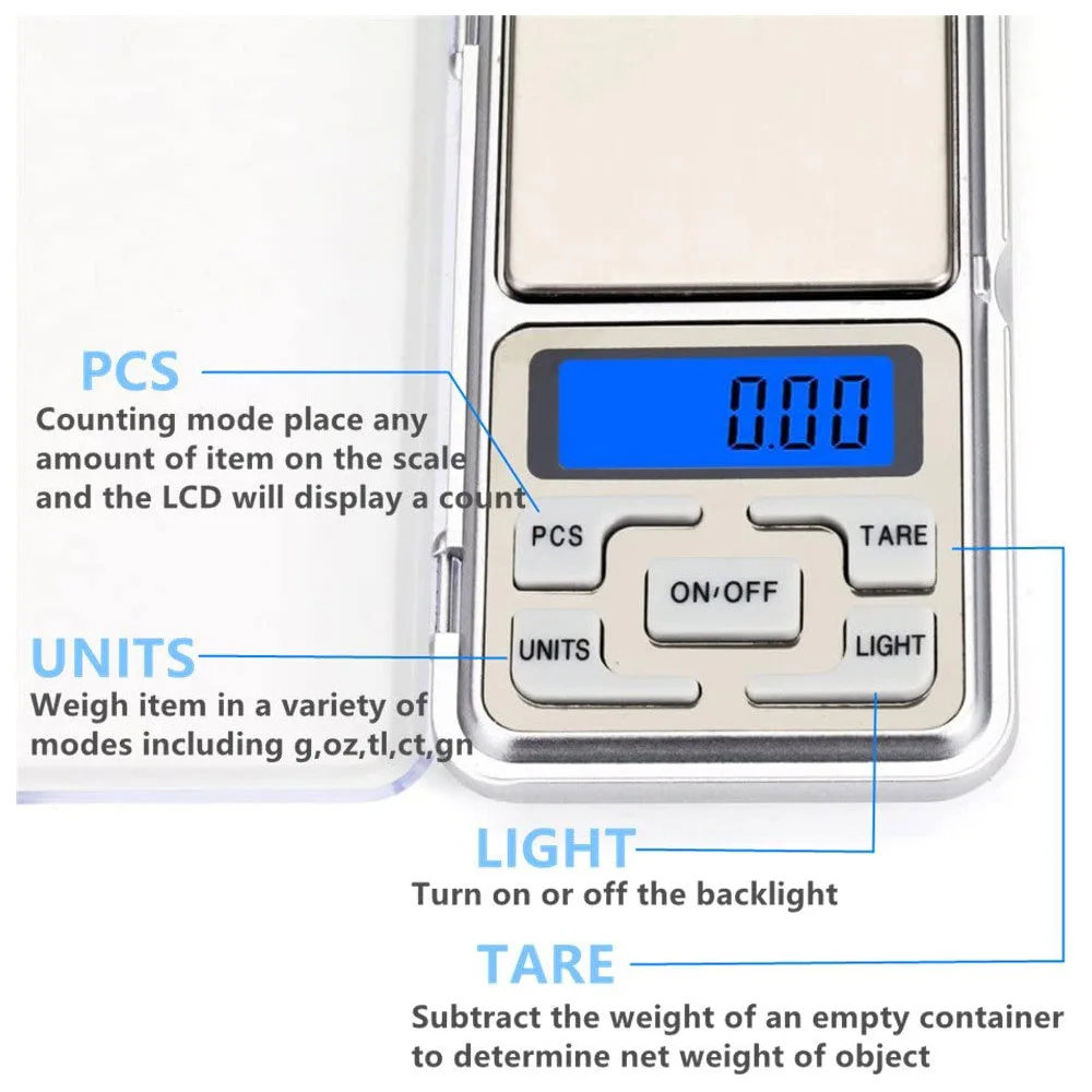 Digital Scale 100/200/300/500g 0.01/0.1g Mini Digital Scale High Accuracy Backlight Electric Pocket Scale For Jewelry Gram Weight For Kitchen