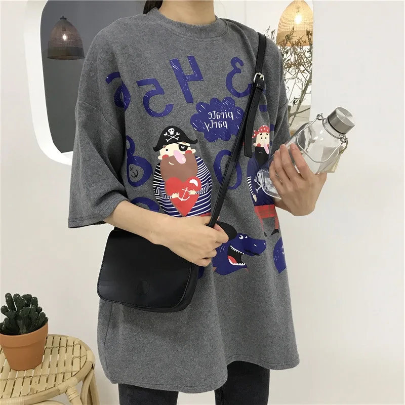 

Summer Haraju Graffiti print men T shirts hip hop casual fashion Pattern couples clothes cartoon brief All-match male streetwear