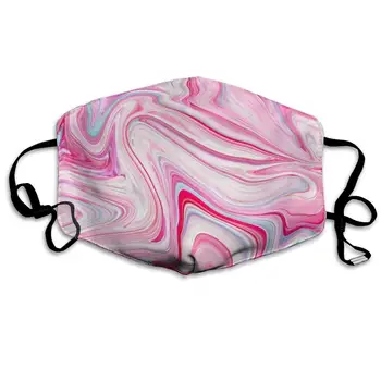 

Summer Cool Pink Turquoise Acrylic Marble Washable Reusable Mask, Cotton Anti Dust Half Face Mouth Mask For Kids Teens Men