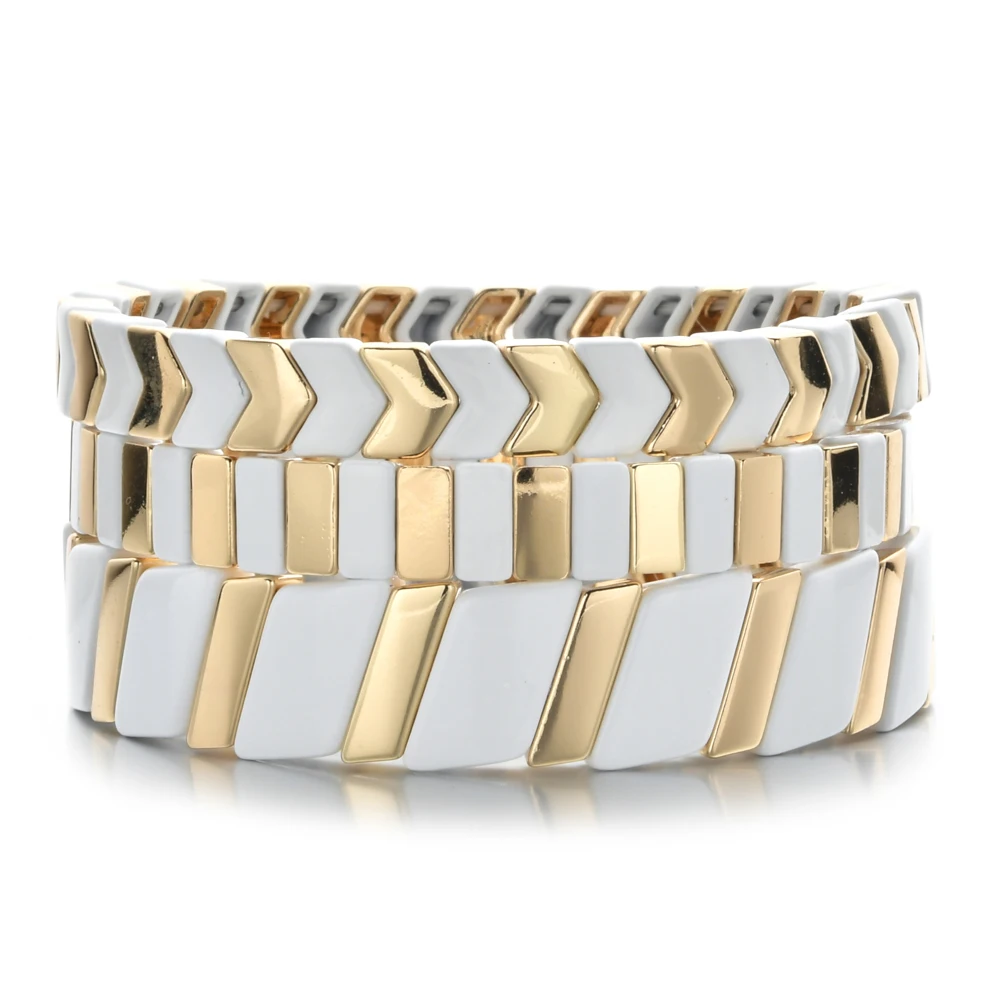 2022 New Summer Hot Gold Color Enamel Bracelet Tile Bohemian Stackable Stretch Bracelets For Women Jewelry Gifts | Украшения и