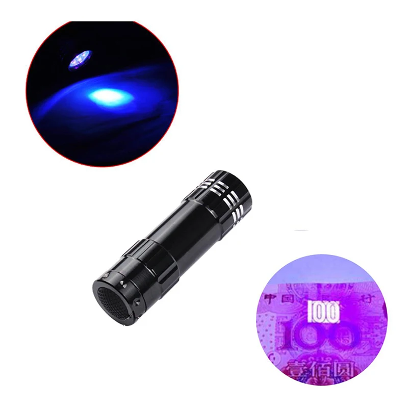 

Multifunction Mini Aluminum LED UV Flashlight Ultraviolet Torch 9LED Black light Pet Urine Stains Detector Scorpion UV Lamp