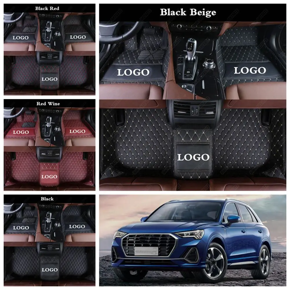 Автомобильные коврики, кожаный автомобильный коврик для ног для Audi Q3 Q5 Q7 Q8 SQ5 E-tron, Пользовательские Нескользящие автомобильные коврики, водонепроницаемый автомобильный коврик, чехол