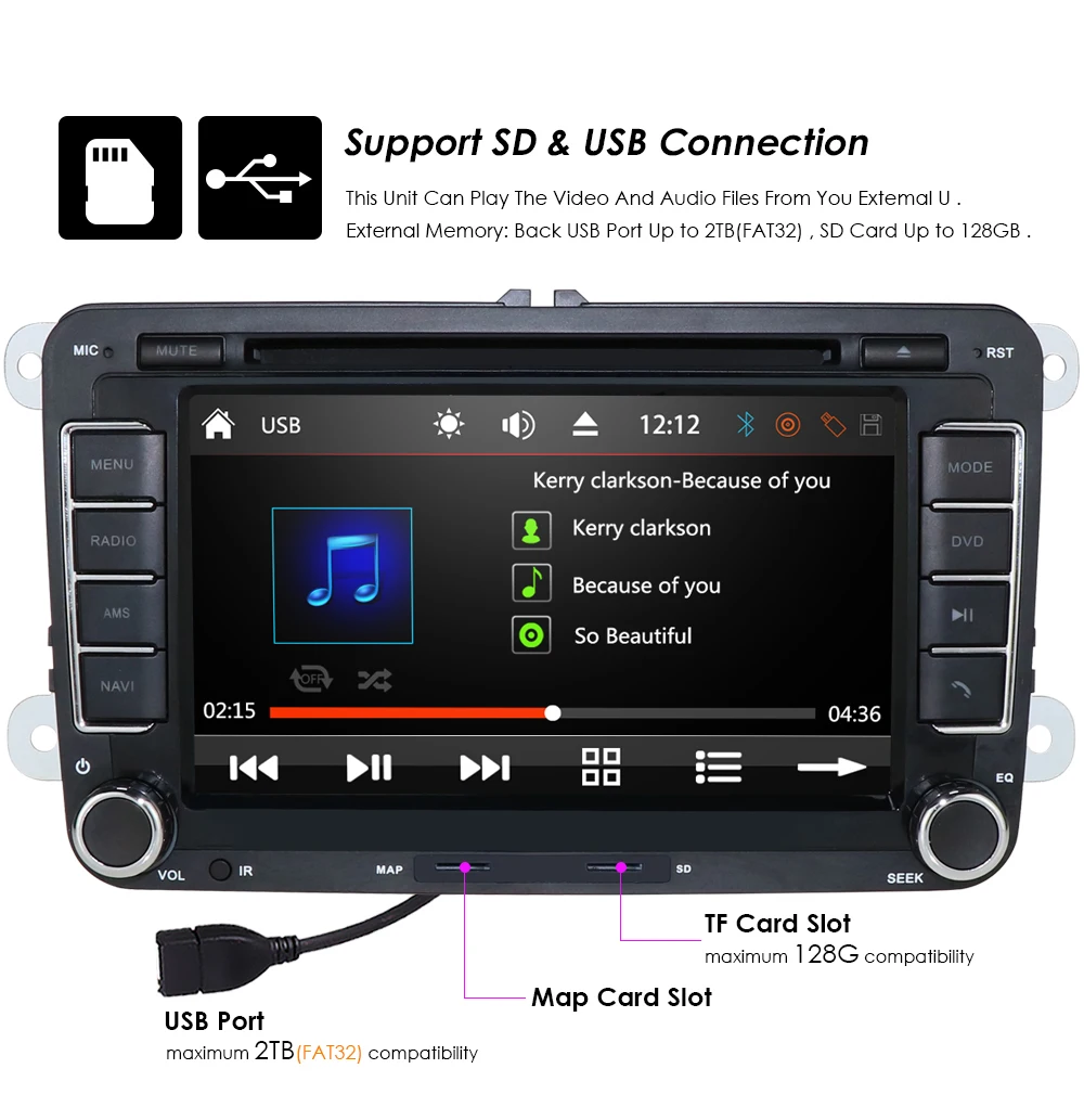 Top 7" Car Multimedia player 2 Din Autoradio For VW/Golf 5/Passat b6/SEAT Leon/Tiguan/Skoda/Octavia/POLO GPS Car Radio dvd bt CAMERA 1