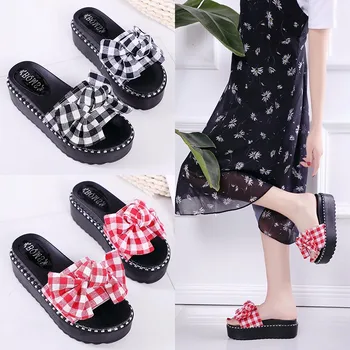 

Fashion Butterfly-knot Slippers Women Spring Summer Korean Fashion Platform Shoes Muller Half Slippers zapatos de mujer