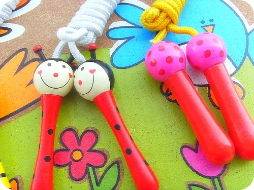 

Wood Color Wooden Cartoon Wooden Sports Exercise Jump Rope Toy Skipping Rope Wooden