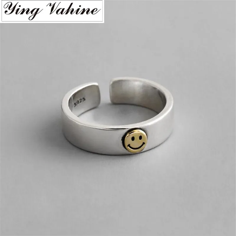 Ying vahine 925 пробы Серебряное улыбающееся лицо Открытые Кольца для женщин