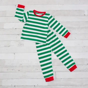 

Yawoo baby girls boys green striped sleepwear cotton fabric knitted fabric ready to ship pajamas outfits clothing sets