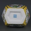 Qianlong Enamel Yellow Flower And Bird Pattern Square Vasw Jingdezhen Antique Porcelain Home Furnishings Antiques 5