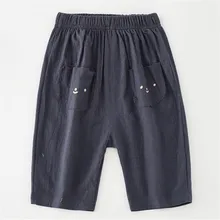 Детская одежда шорты для девочек, одежда для девочек хлопковые льняные шорты со средней талией Летние Пляжные штаны шорты для мальчиков от 18 месяцев до 6 лет