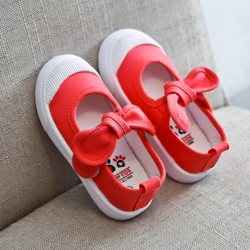 Для девочек кеды детские модные туфли с бантом; удобная детская Повседневное кроссовки для девочек принцесса обувь для малышей - Цвет: Red
