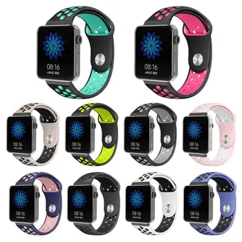 

Dropshipping New High Quality Silicone Double Color Wrist Strap For Xiaomi Mi Watch Replacement TPU Breathable Strap Fashion