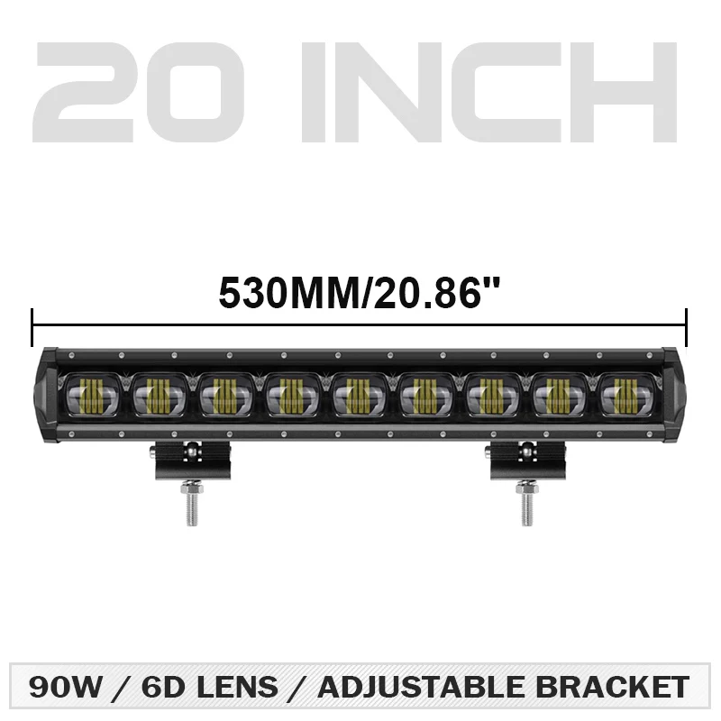 20 inch Led Bar 6D светодиодный светильник бар 8 до 14 лет, 20 27; большие размеры 34-40 дюймов Однорядный Точечный светильник супер яркий для внедорожника УАЗ ATV 4x4 КАМАЗ работы лампы 12V 24V - Цвет: 20 inch Led Bar