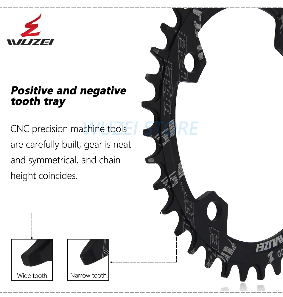 WUZEI 104BCD овальная узкая широкая Цепь 32 T/34 T/36 T/38 T MTB велосипедная Звездочка круг шатунная пластина велосипед из алюминиевого сплава запчасти