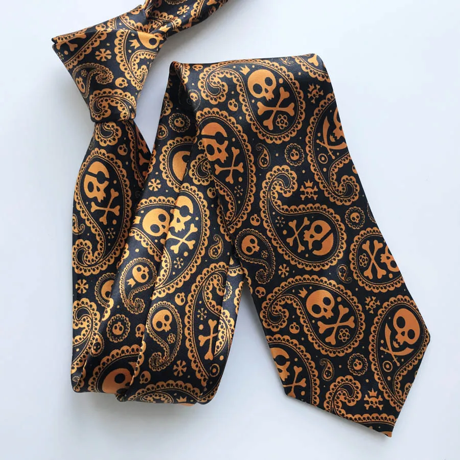 Fashion Men Skull Pattern Necktie Halloween Wedding Party Personality Ties Gravata