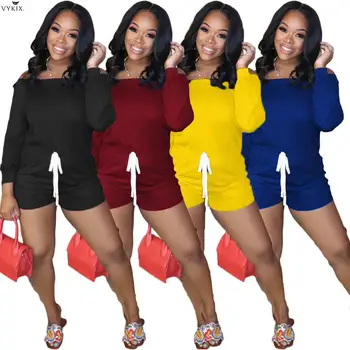

2020 Women Short Jumpsuits Rompers Playsuits Slash Neck Full Sleeve Streetwear Sexy Night Clubwear Party One Piece Club Outfits