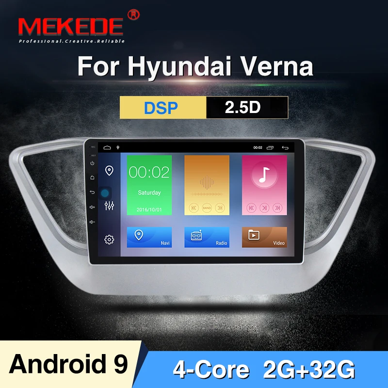 MEKEDE 4 аппарат не привязан к оператору сотовой связи 9853 Octa 8 Core автомобильный радио мультимедиа аудио плеер gps навигации для Hyundai Solaris Verna 2DIN без dvd - Цвет: Silver 32G