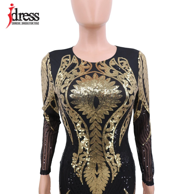 IDress Women Clothing 2020 New Party Club Bodysuit Body Top Slimming Long Sleeve Bodysuit Sexy Silver Gold Mesh Sequin Jumpsuit (11)