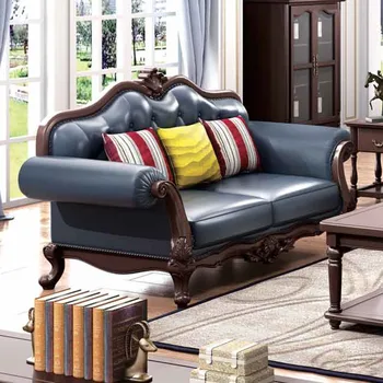 

Oak wood American style sofa set living room furniture classic couch design