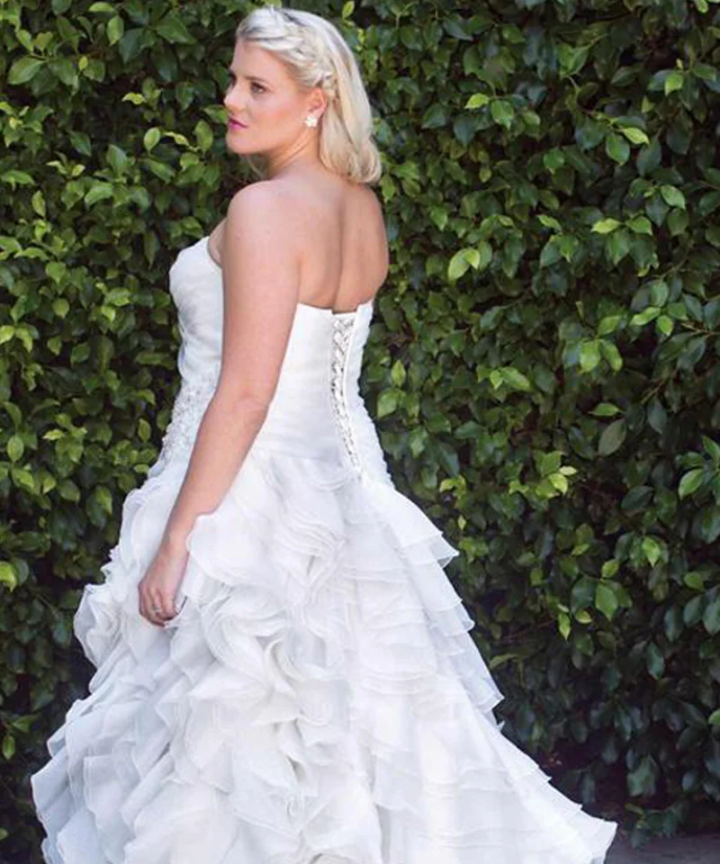 Винтажное платье размера плюс Vestido de noiva Longo без бретелек с оборками свадебное платье из органзы со шнуровкой платья для матери невесты