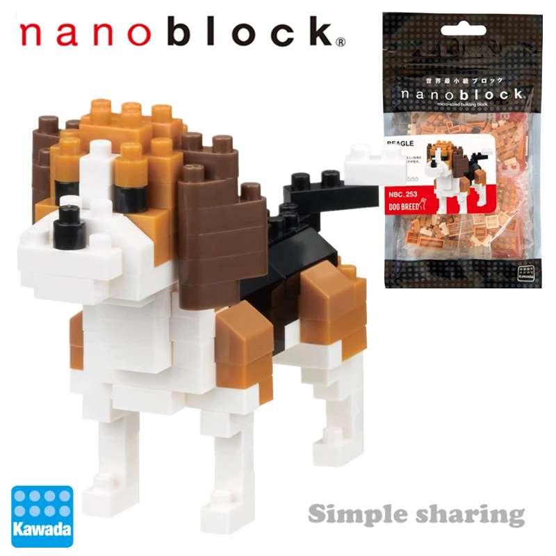 Новинка мини-кубики Kawada Nanoblock с бигелем головоломка семейная собака бренд 130 шт.