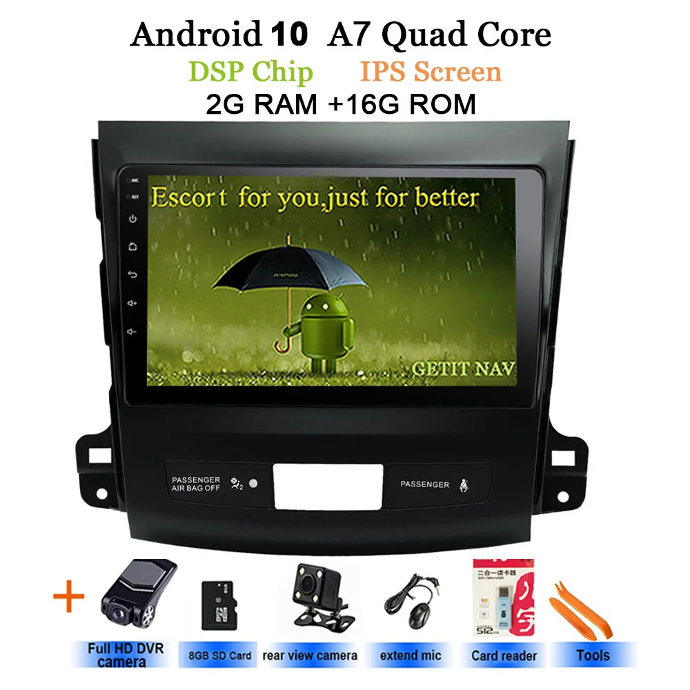 Ips android 10 автомобильный мультимедийный плеер для Mitsubishi Outlander 2007-2012 мультимедийный автомобильный Радио Стерео gps с рулевым колесом - Цвет: 2G cameras