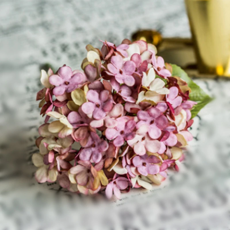 Artificial Hydrangea Flower Decoration Home Window Bouquets Decors Convenient - Цвет: Purple