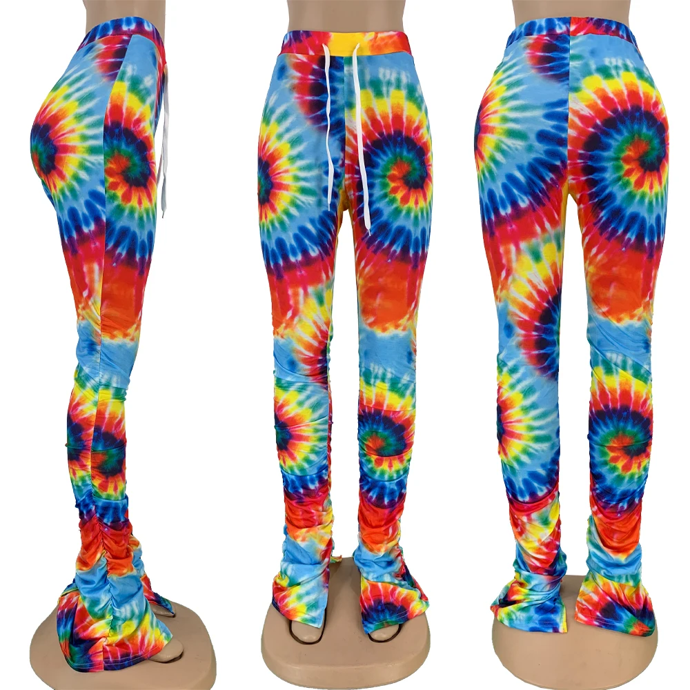 Tie Dye Black Hole Women Stacked Pants 