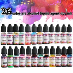 26 Color/Set 10ml Resin Pigment Kit Art Ink Alcohol Liquid Colorant Dye Ink Diffusion DIY UV Epoxy Resin Mold Jewelry Making