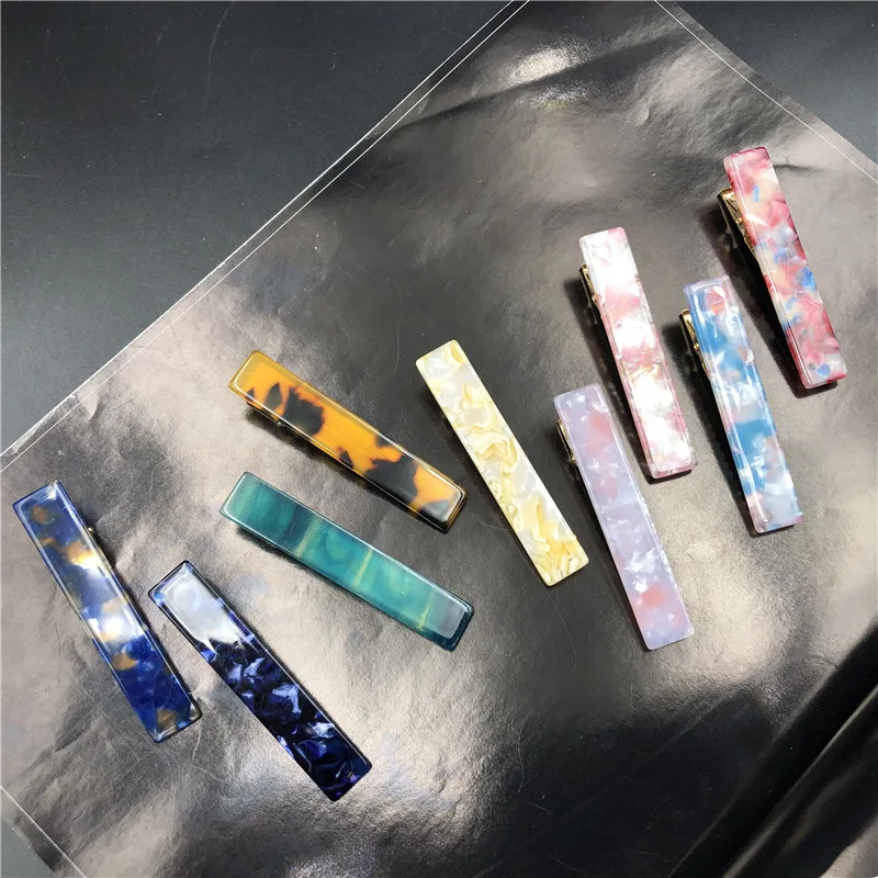 

2019 New Fashion Women Vintage Resin Acetate Hair Pin Clip Leopard Hair Clip Geometric Hairpin Clips Hair Styling Accessories