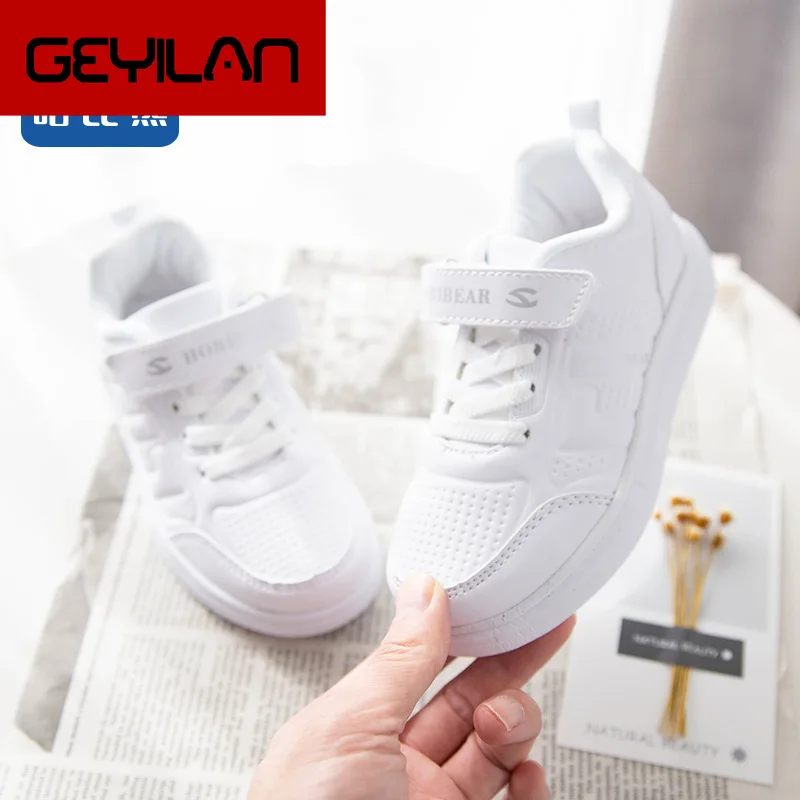 

Ha Than Bear Girl Sneakers 2019 Autumn Children Non-slip Magic Subsidies Leisure Time Catamite Small White Shoes