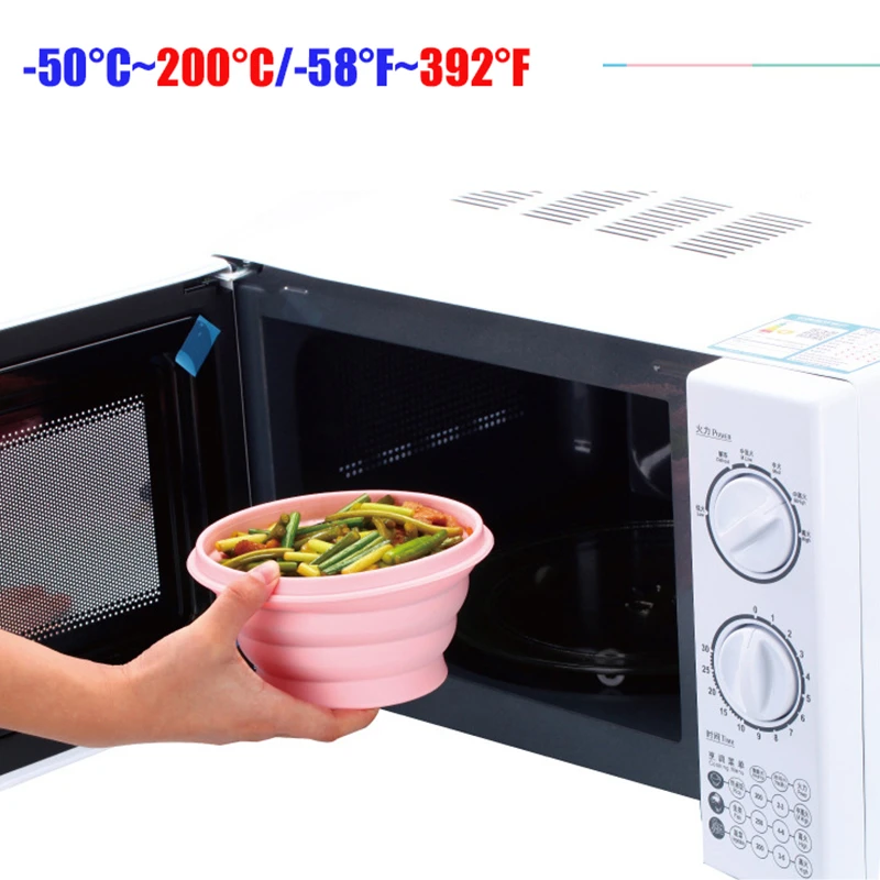 Складной силиконовый складной круглый Bento Box Портативный Ланч бокс для еды