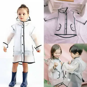 

HOT EVA Waterproof Rain Poncho Children Raincoat Jacket Protective Covers Toddler Baby hooded Clear Rainwear Jacket
