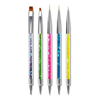 

5pcs/set Acrylic Sequin Double-end Spot Drill Line Drawing Pen Dual-purpose Painted Pens Manicure Implement Kit Nail Art Tool
