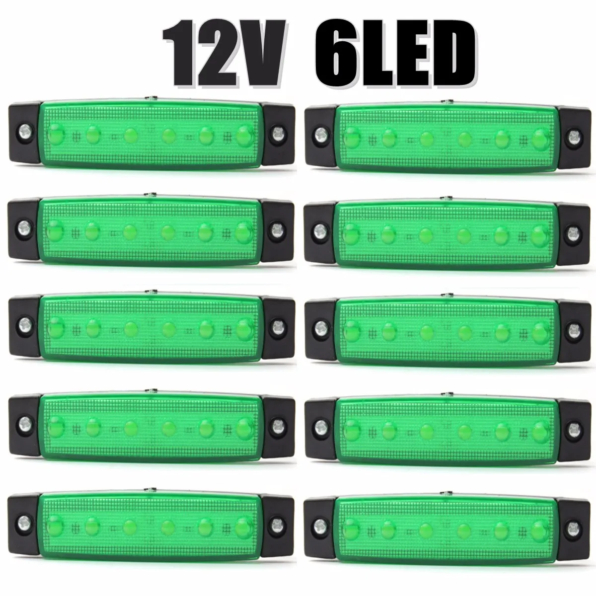 10pcs 12V Green 30X DC светодиодный 12 в 6 SMD 10 белый+ 10 желтый+ 10 красный светодиодный автомобильный Автобус Грузовик боковой габаритный индикатор низкий прицеп светильник задний боковой фонарь - Цвет: 10pcs 12V Green